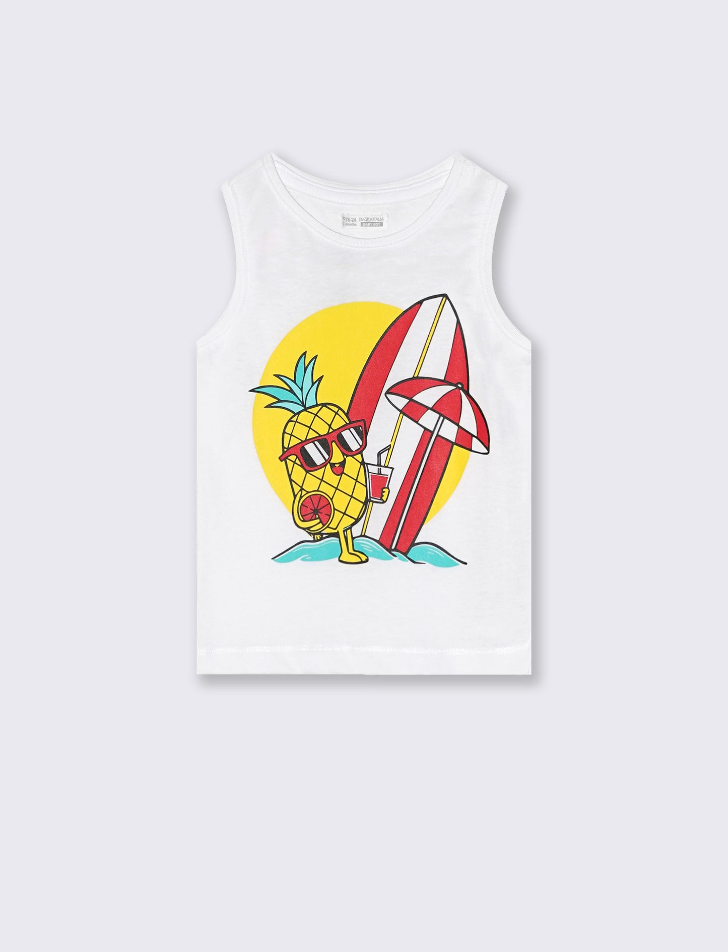 Summer tank top with front print - White