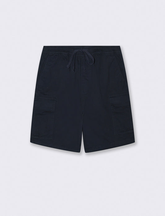 Bermuda cargo in twill con tasche patta - Blu