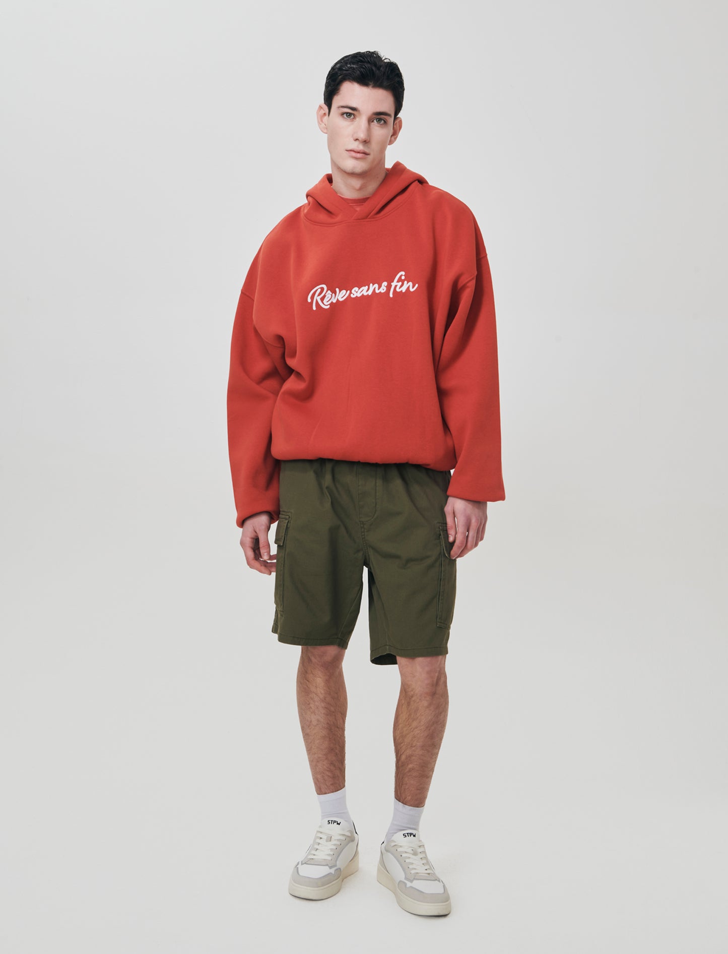 Bermuda cargo in twill con tasche patta - Verde militare