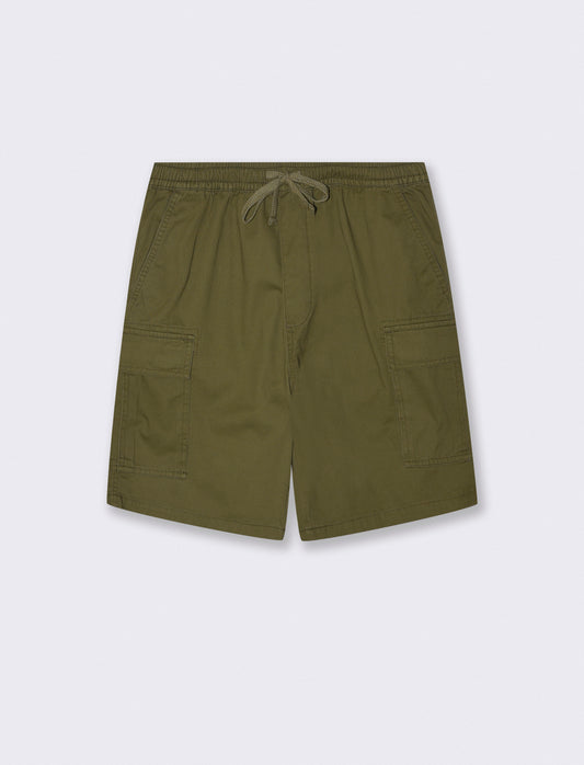 Bermuda cargo in twill con tasche patta - Verde militare