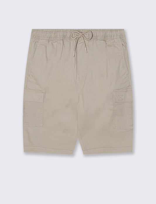 Bermuda Jogger Cargo Fit in Stretch Cotton - Beige