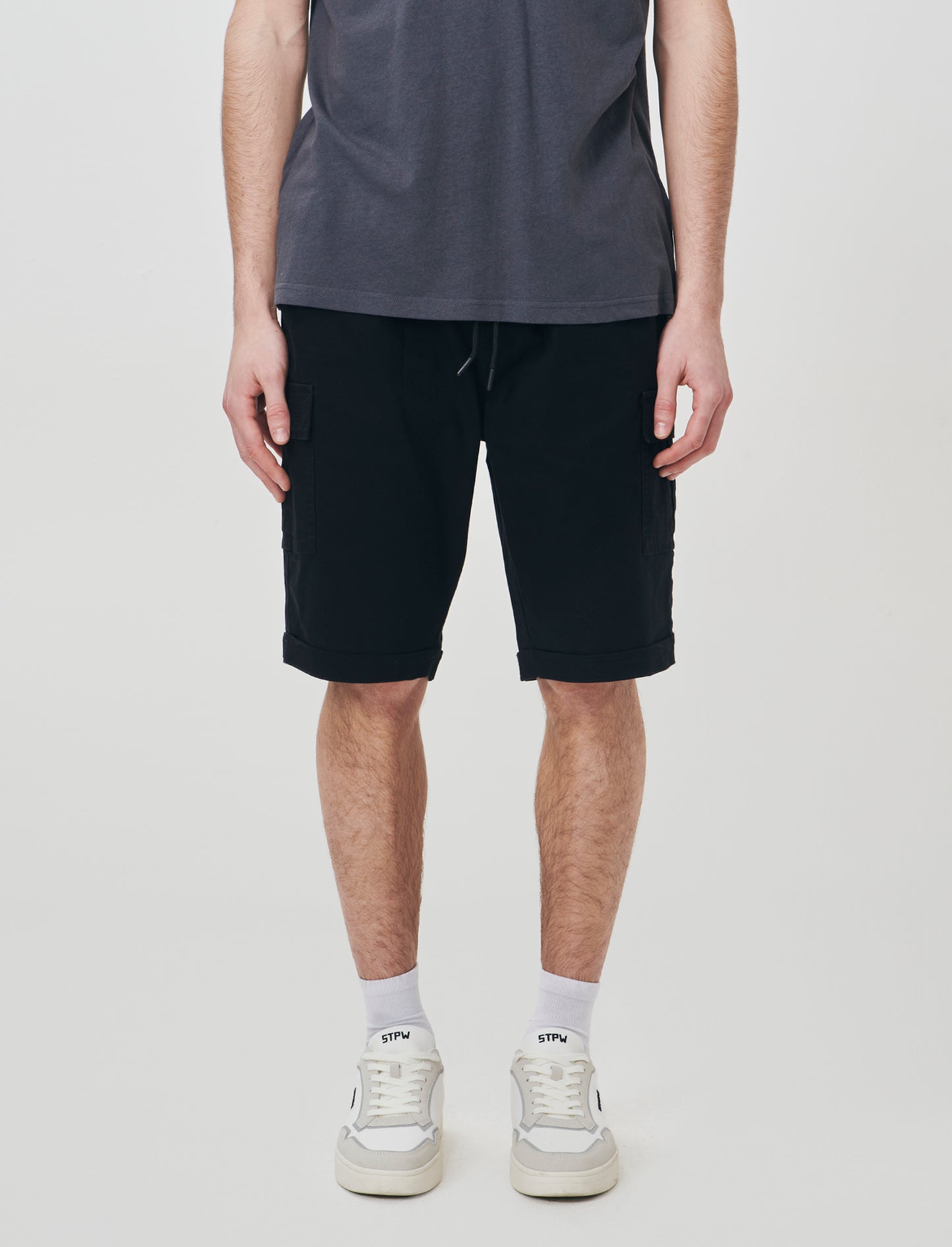 Bermuda Jogger Cargo Fit in Stretch Cotton - Black