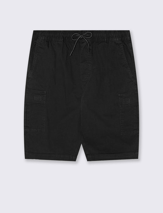 Bermuda Jogger Cargo Fit in Stretch Cotton - Black
