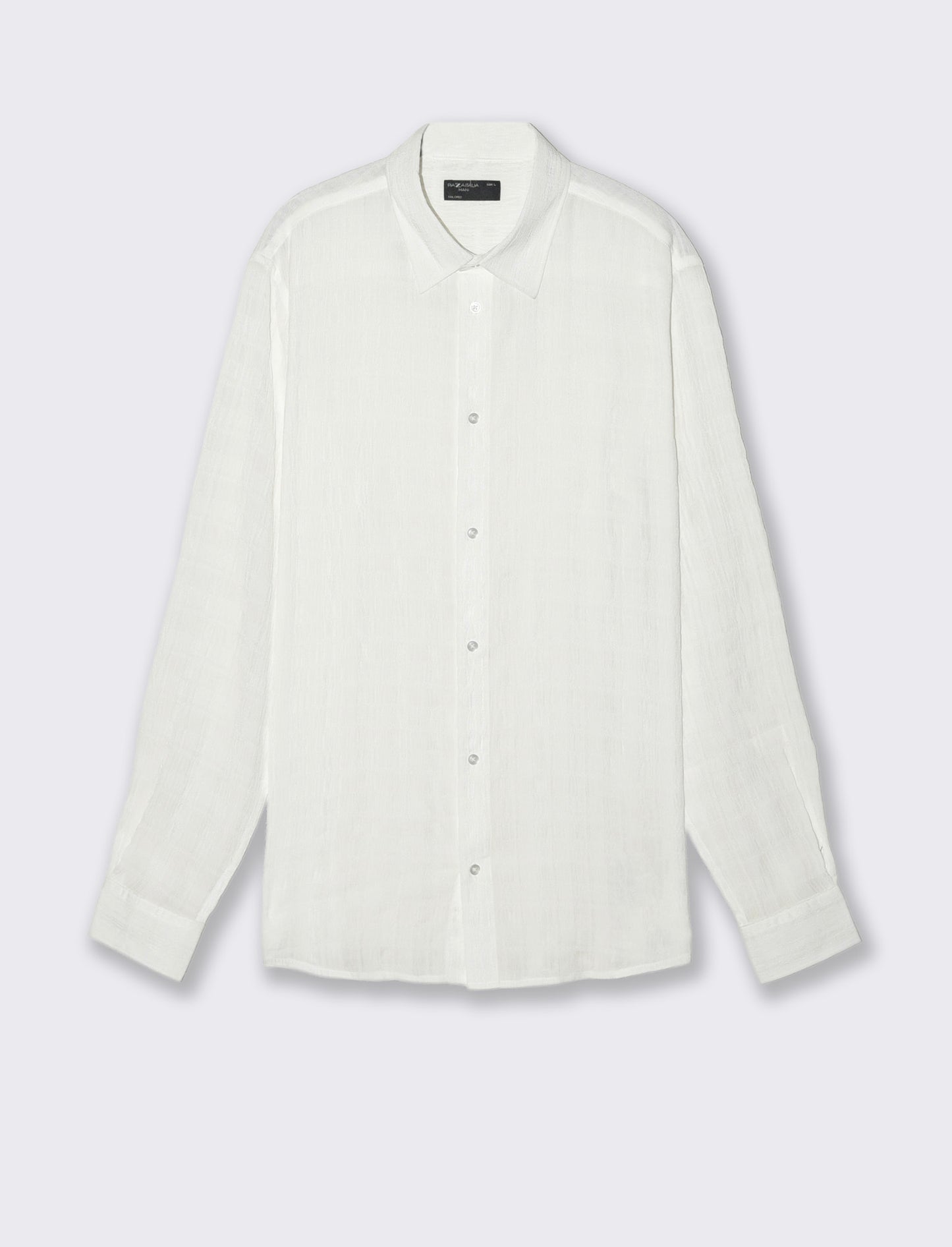 Camicia Goffrata a Quadri Regular Fit - Bianco
