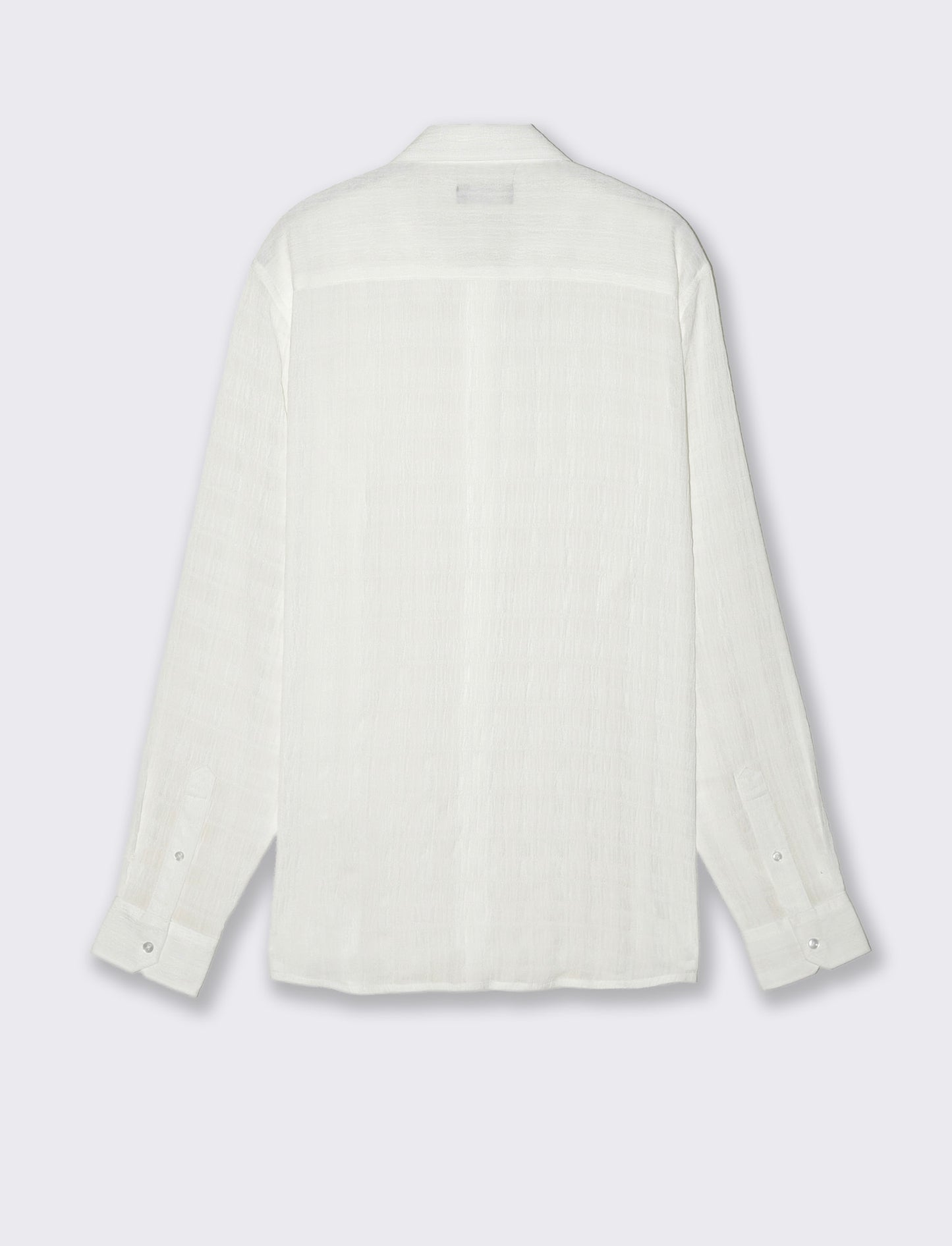 Camicia Goffrata a Quadri Regular Fit - Bianco