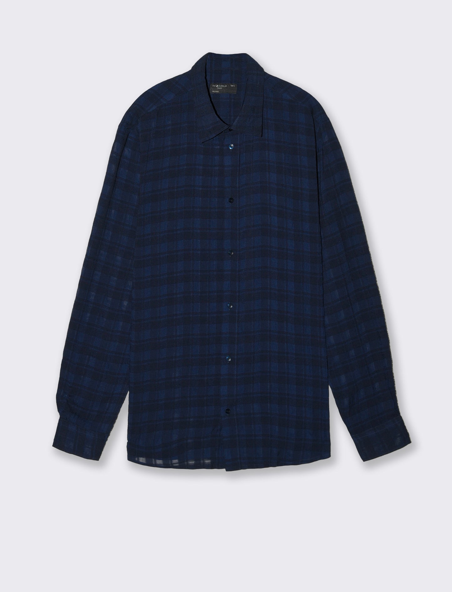 Camicia Goffrata a Quadri Regular Fit - Blu