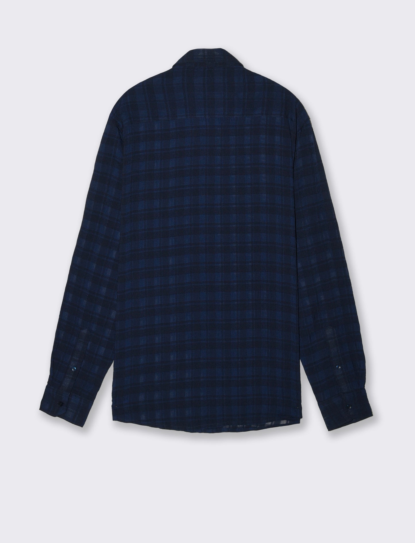 Camicia Goffrata a Quadri Regular Fit - Blu