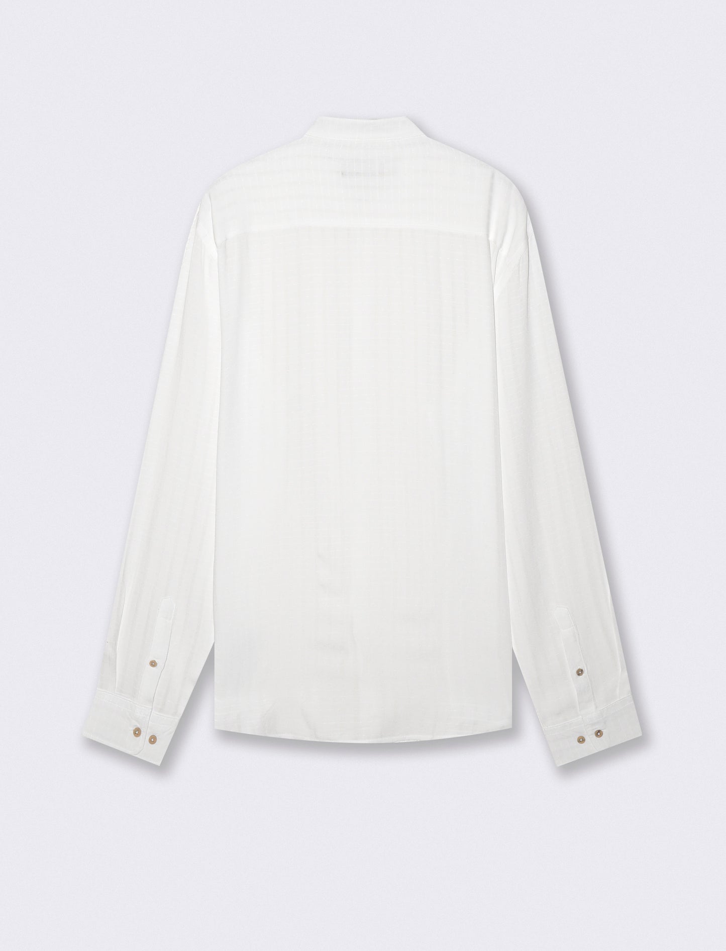 Camicia Coreana Jacquard a Righe - Bianco