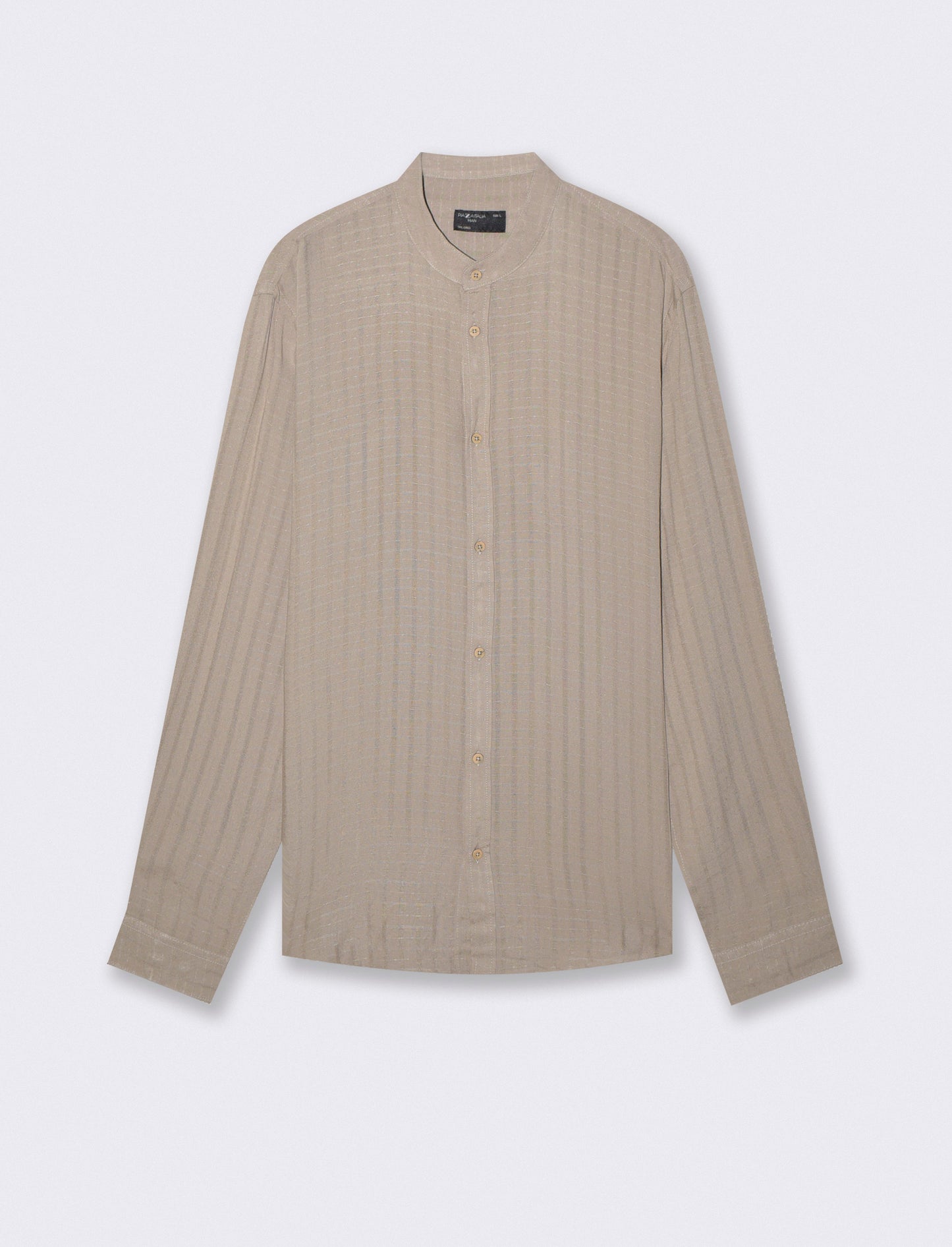 Camicia Coreana Jacquard a Righe - Verde salvia
