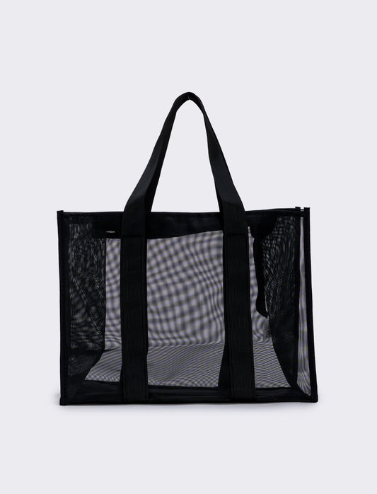 Mesh tote bag with nylon handles - Black