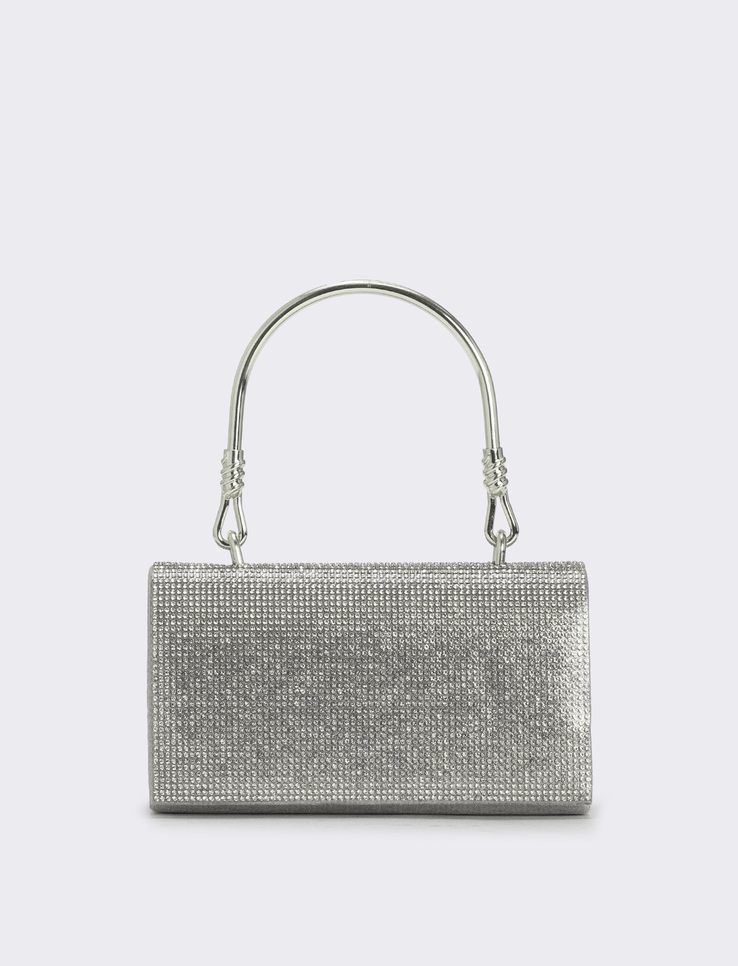 Borsa con strass e manico metallico - Nero