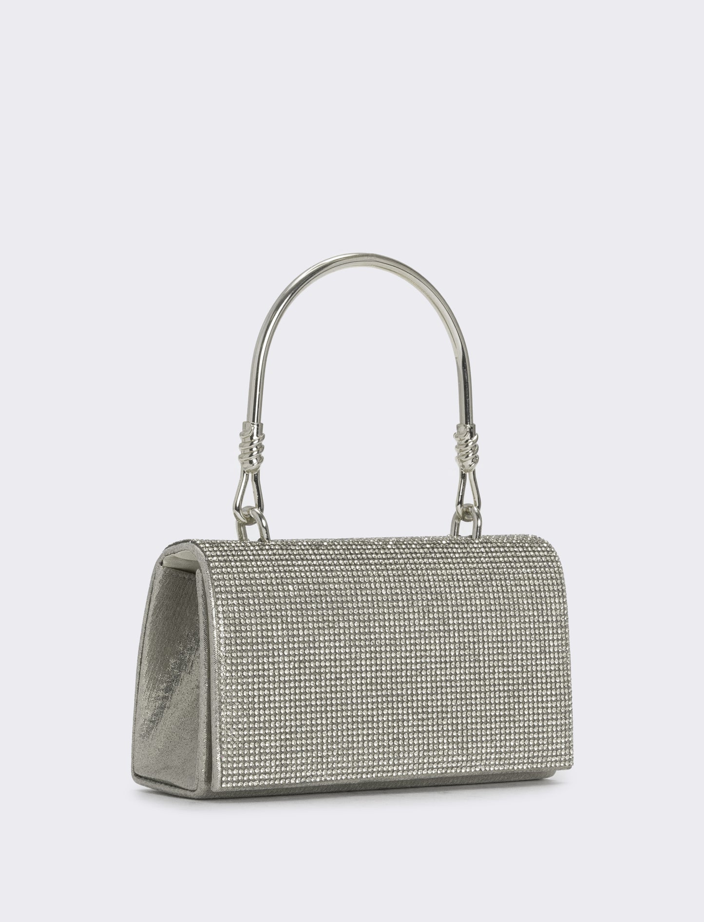 Borsa con strass e manico metallico - Nero