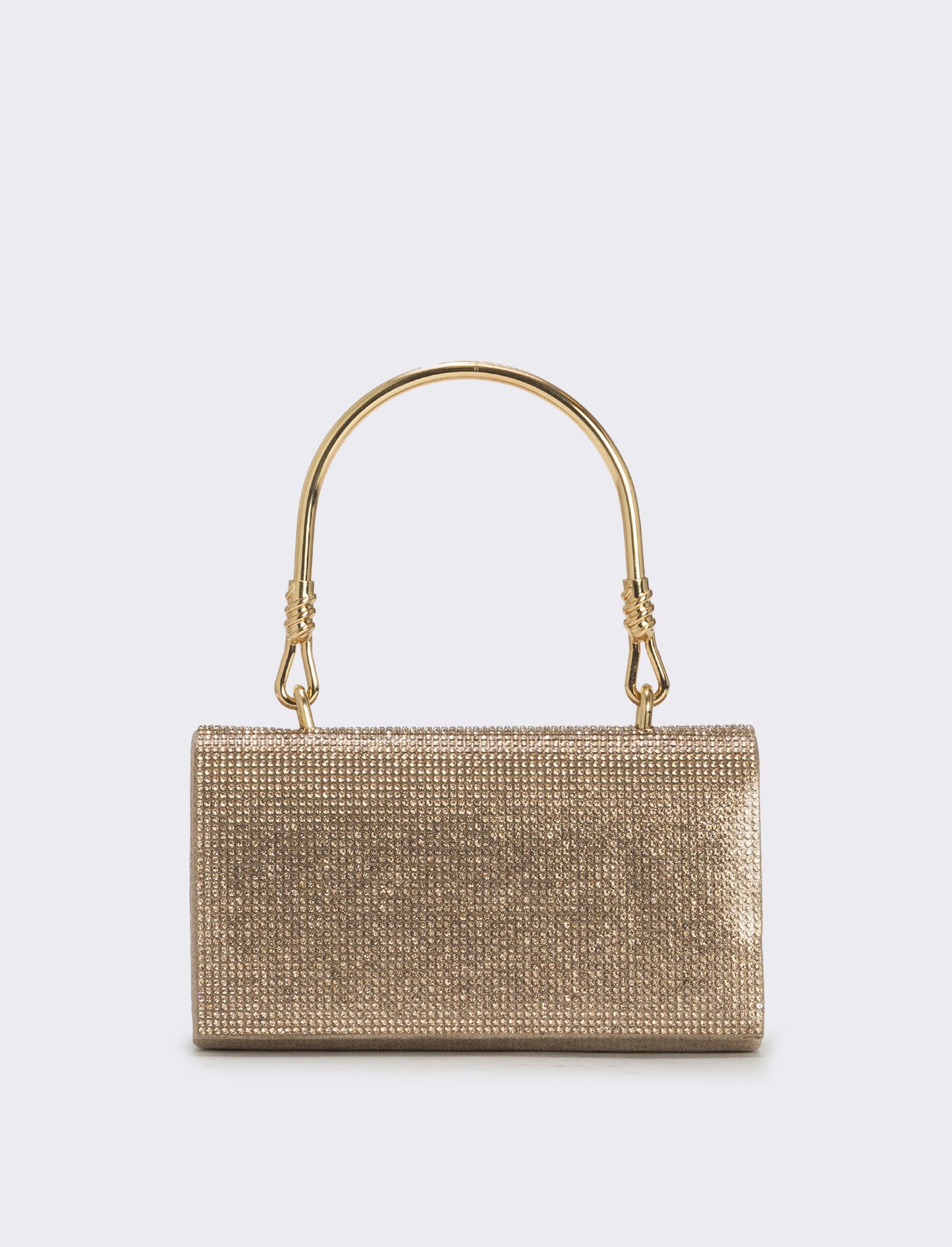 Borsa con strass e manico metallico - Crema