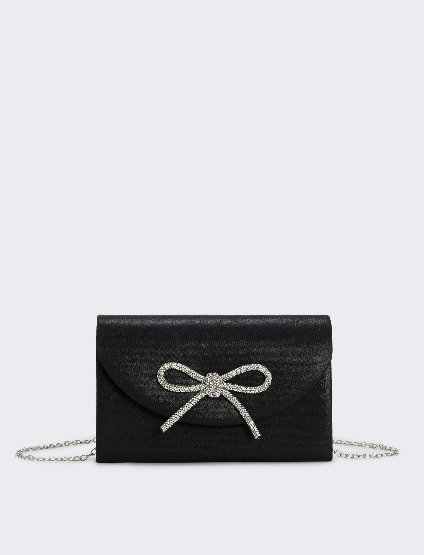 Borsetta rigida con fiocco e strass - Nero