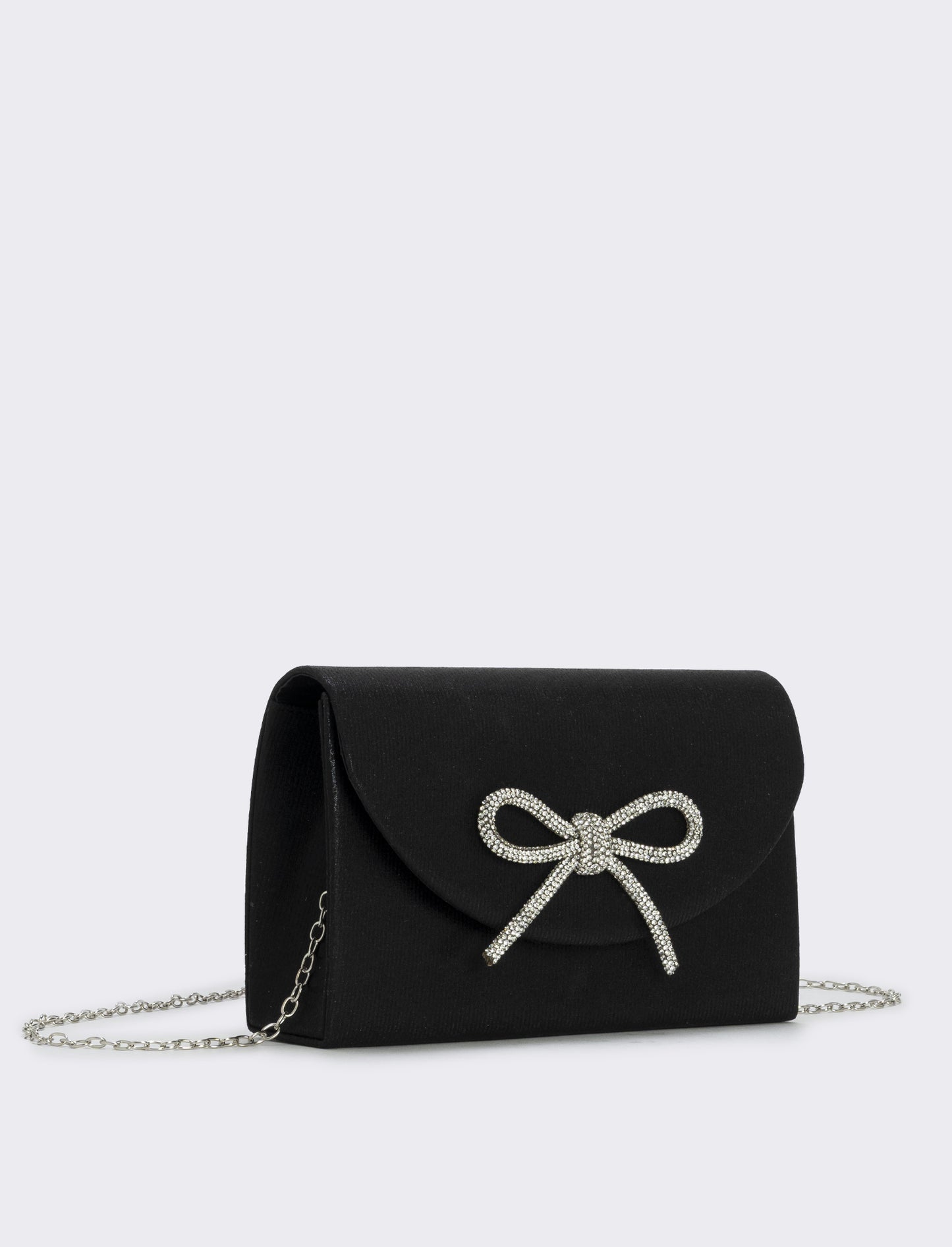 Borsetta rigida con fiocco e strass - Nero