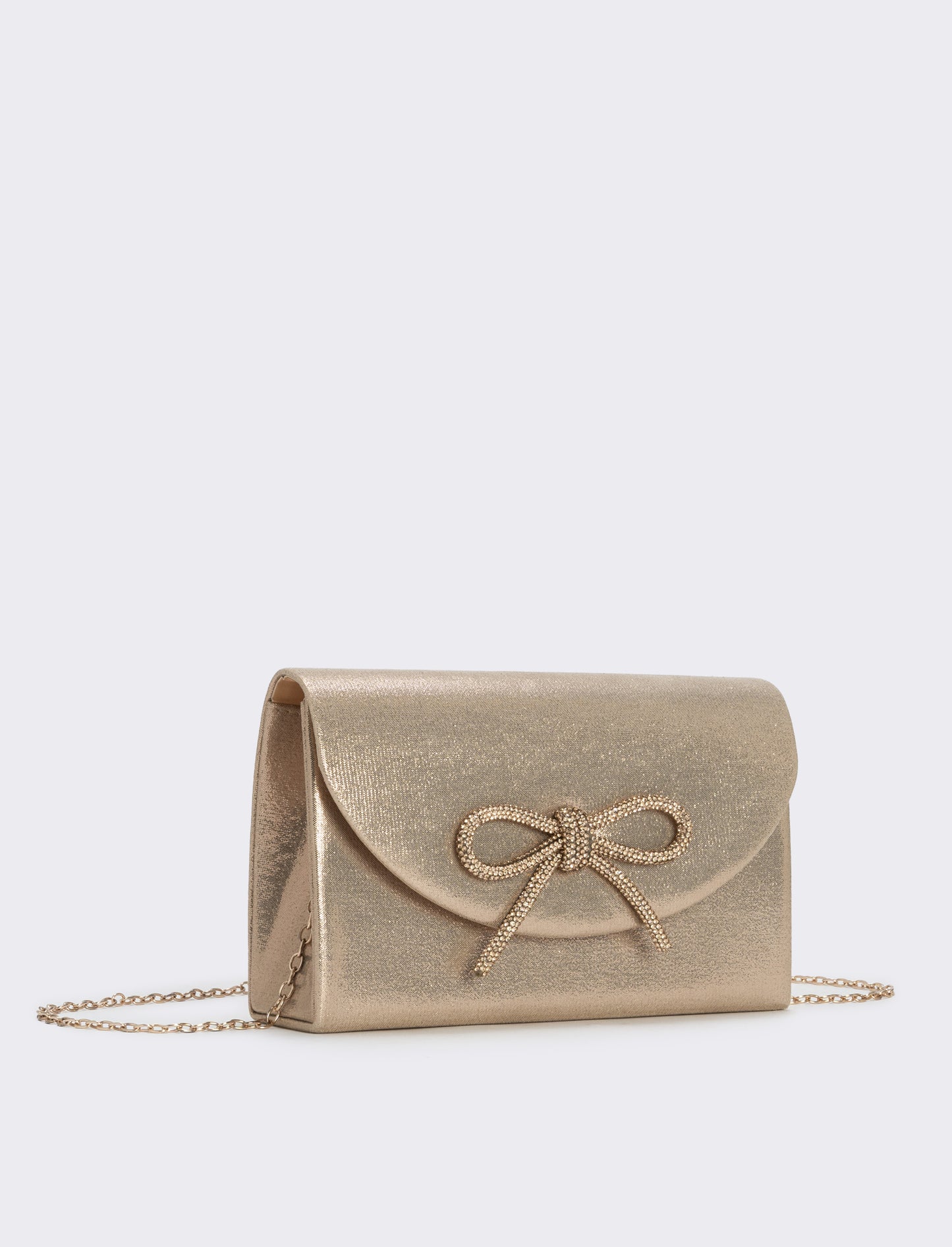 Borsetta rigida con fiocco e strass - Rosa