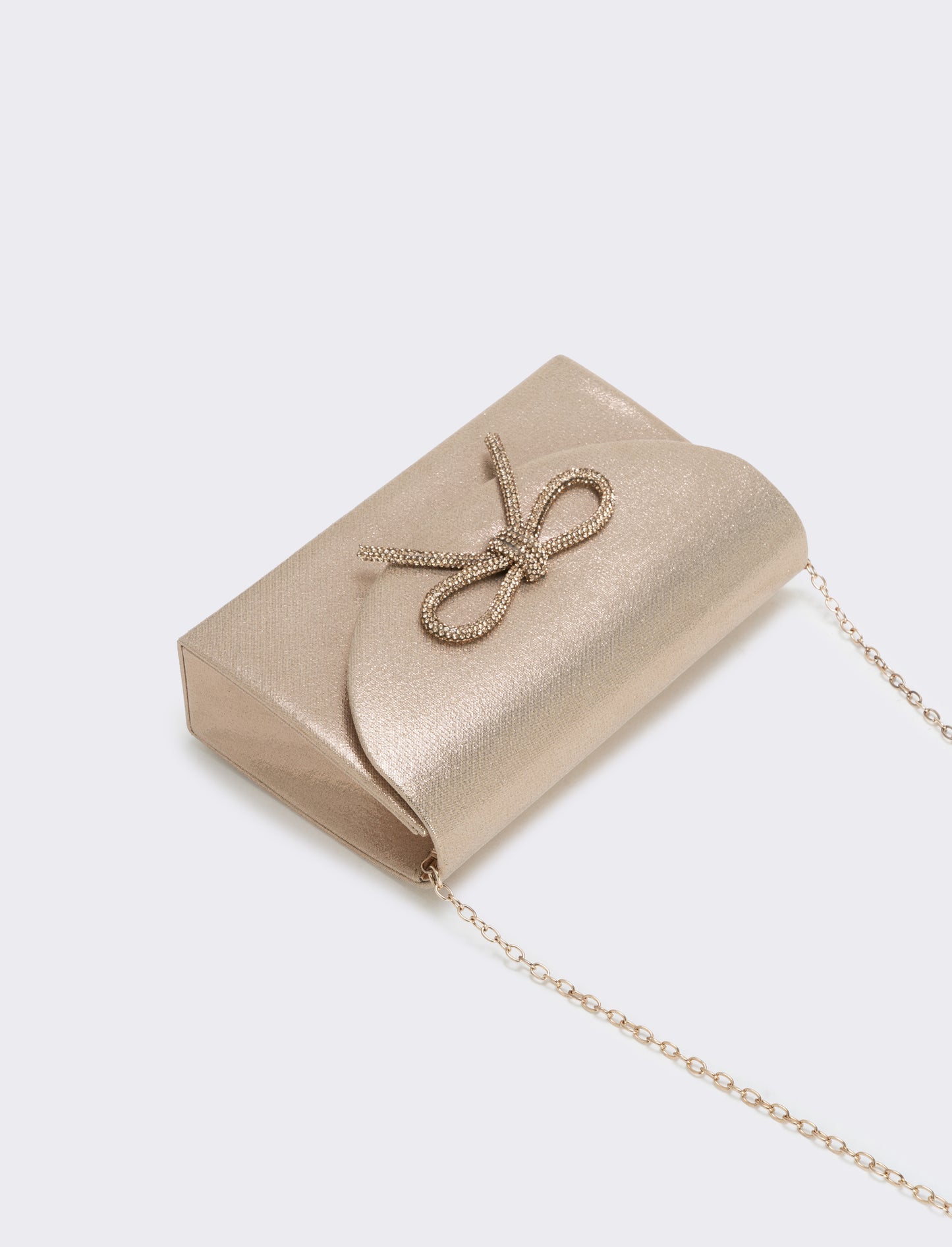 Borsetta rigida con fiocco e strass - Rosa
