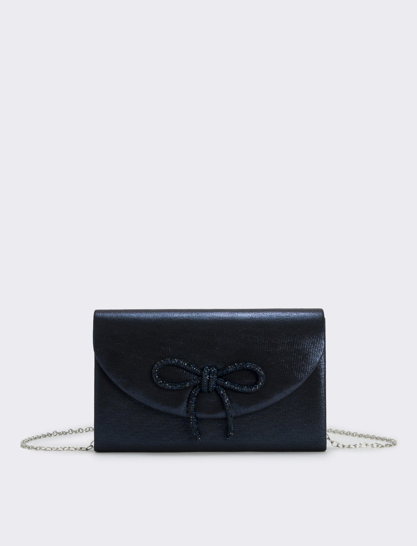Borsetta rigida con fiocco e strass - Blu