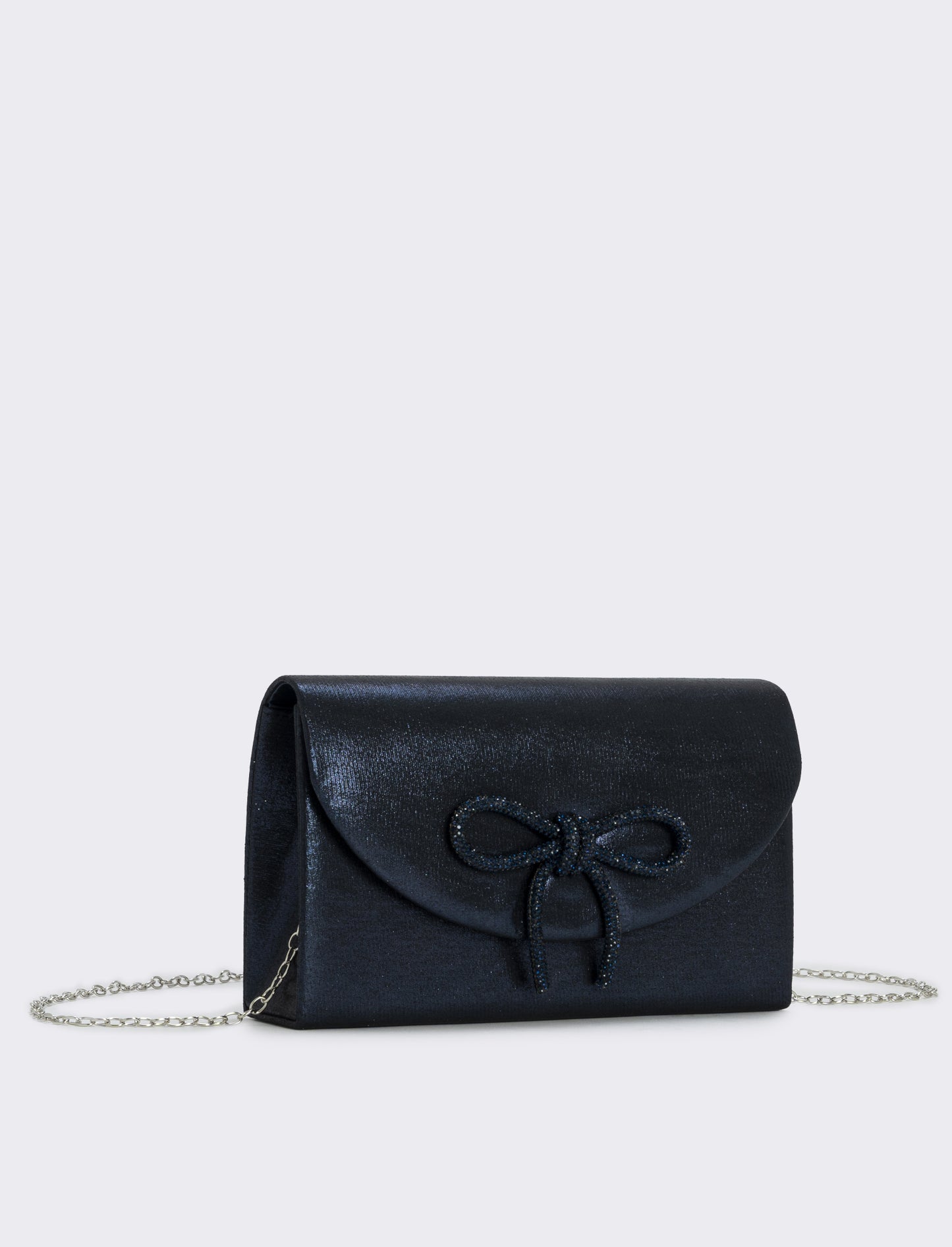 Borsetta rigida con fiocco e strass - Blu