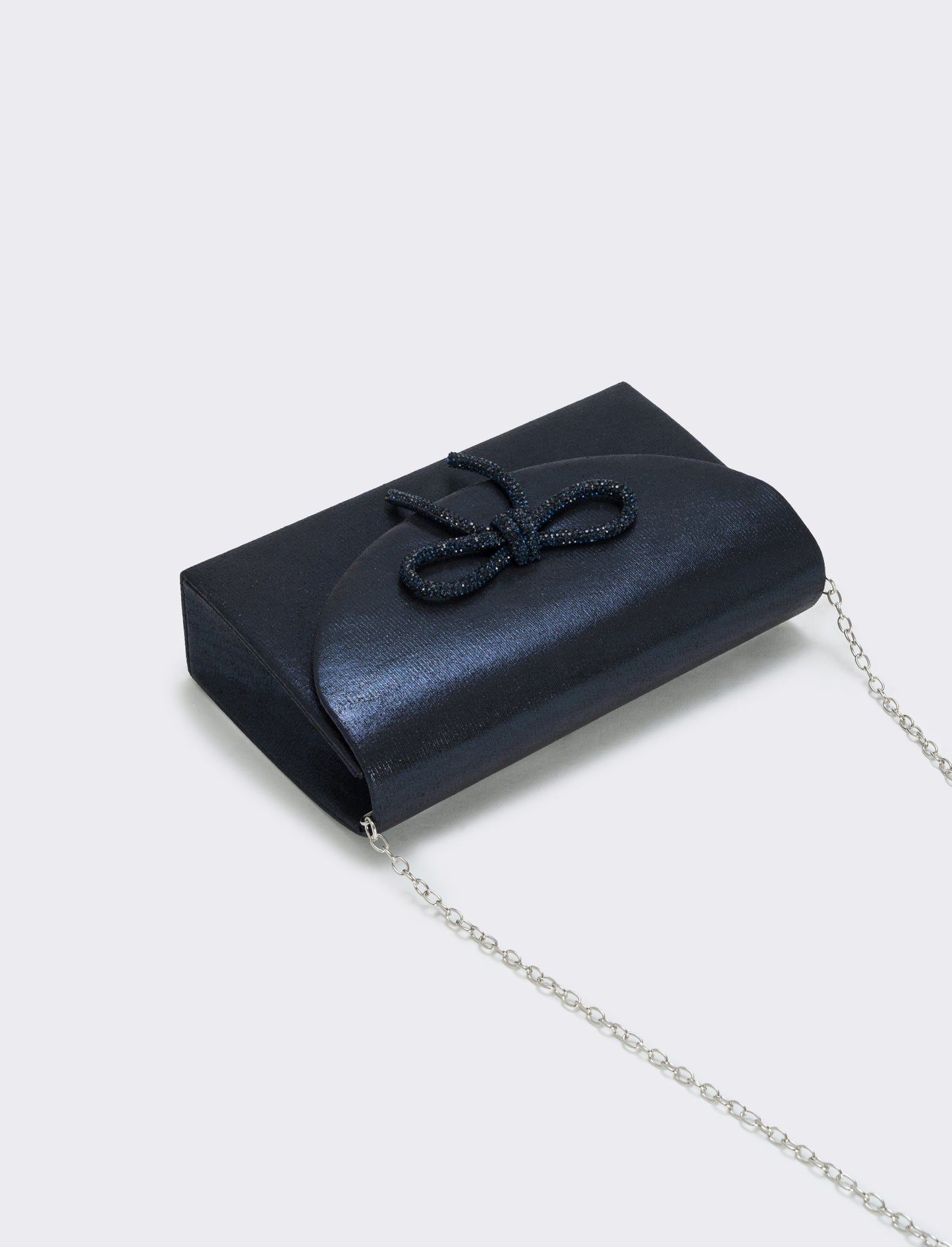 Borsetta rigida con fiocco e strass - Blu