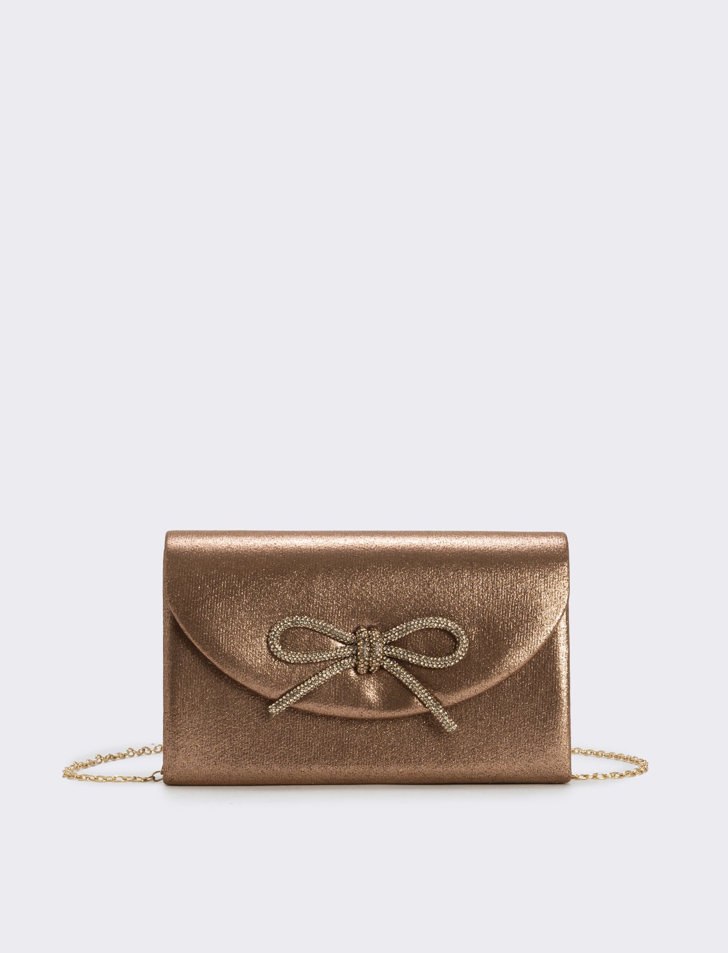 Borsetta rigida con fiocco e strass - Bronzo