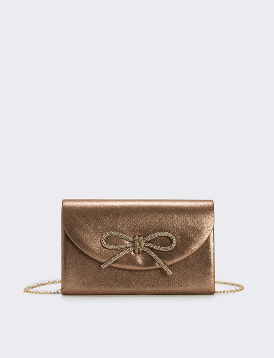 Borsetta rigida con fiocco e strass - Bronzo