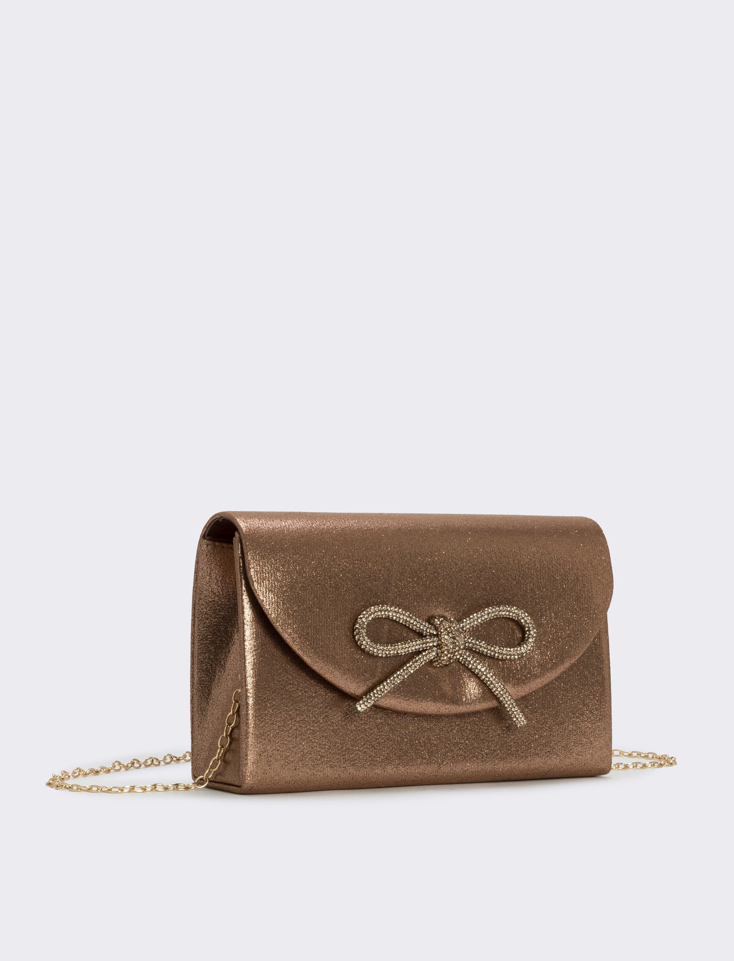 Borsetta rigida con fiocco e strass - Bronzo