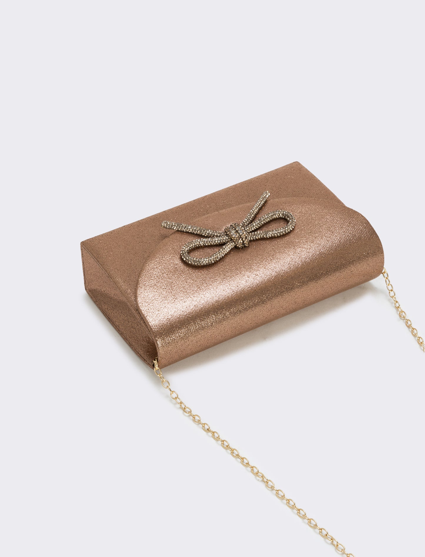 Borsetta rigida con fiocco e strass - Bronzo