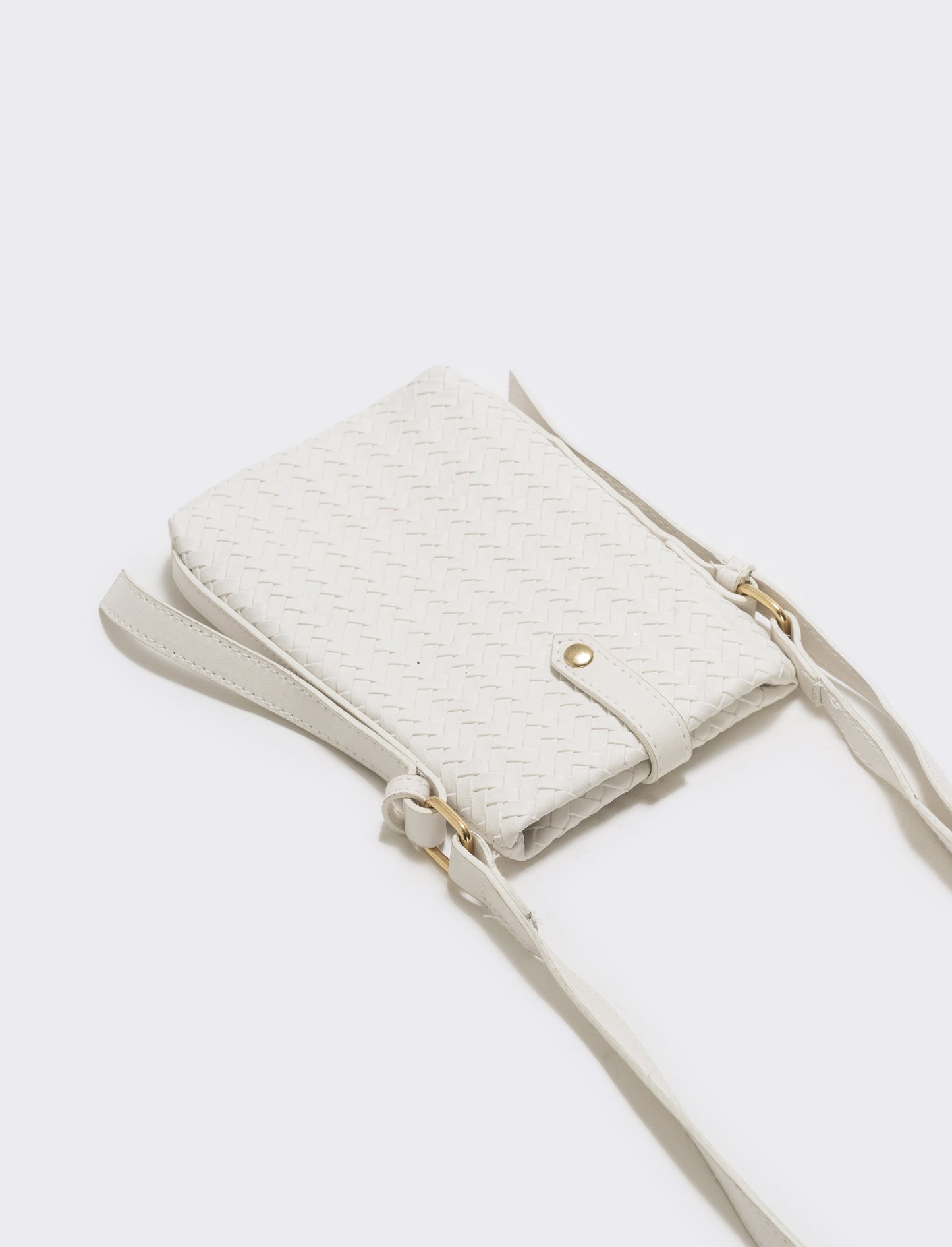 Portacellulare intrecciato con tracolla elegante - Bianco