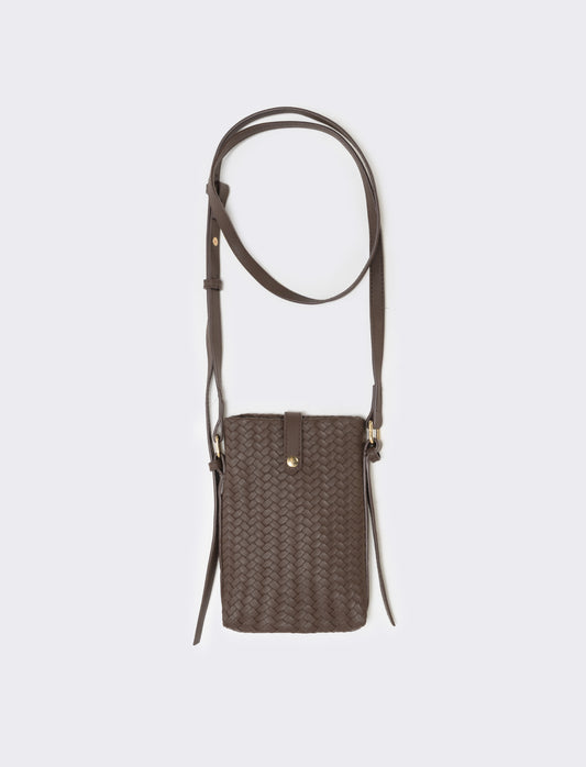 Portacellulare intrecciato con tracolla elegante - Moro