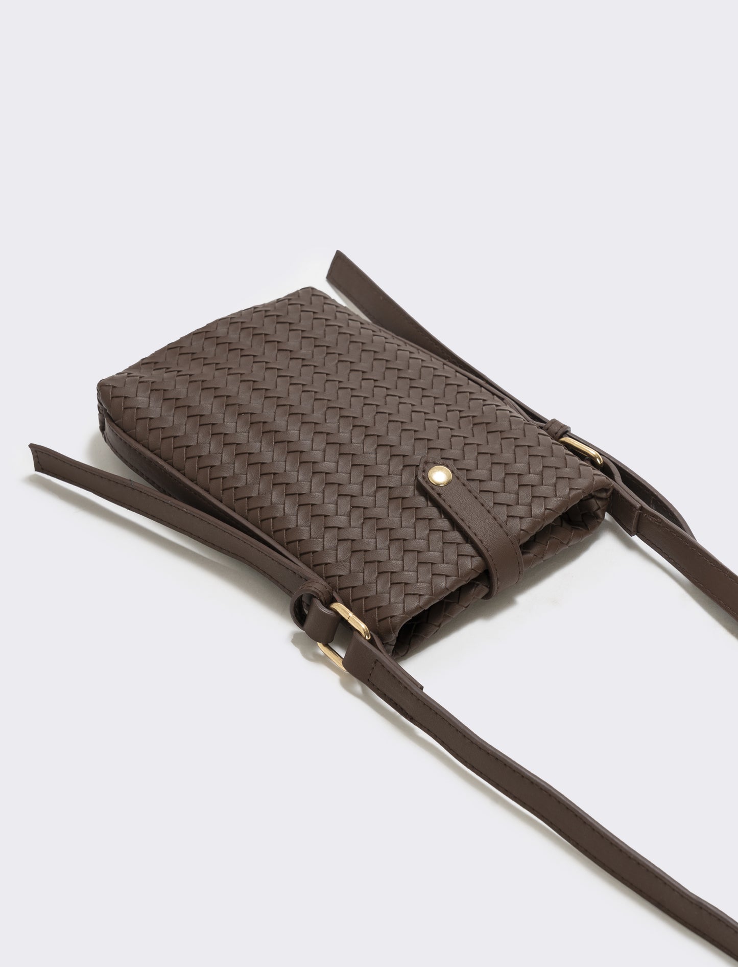 Portacellulare intrecciato con tracolla elegante - Moro