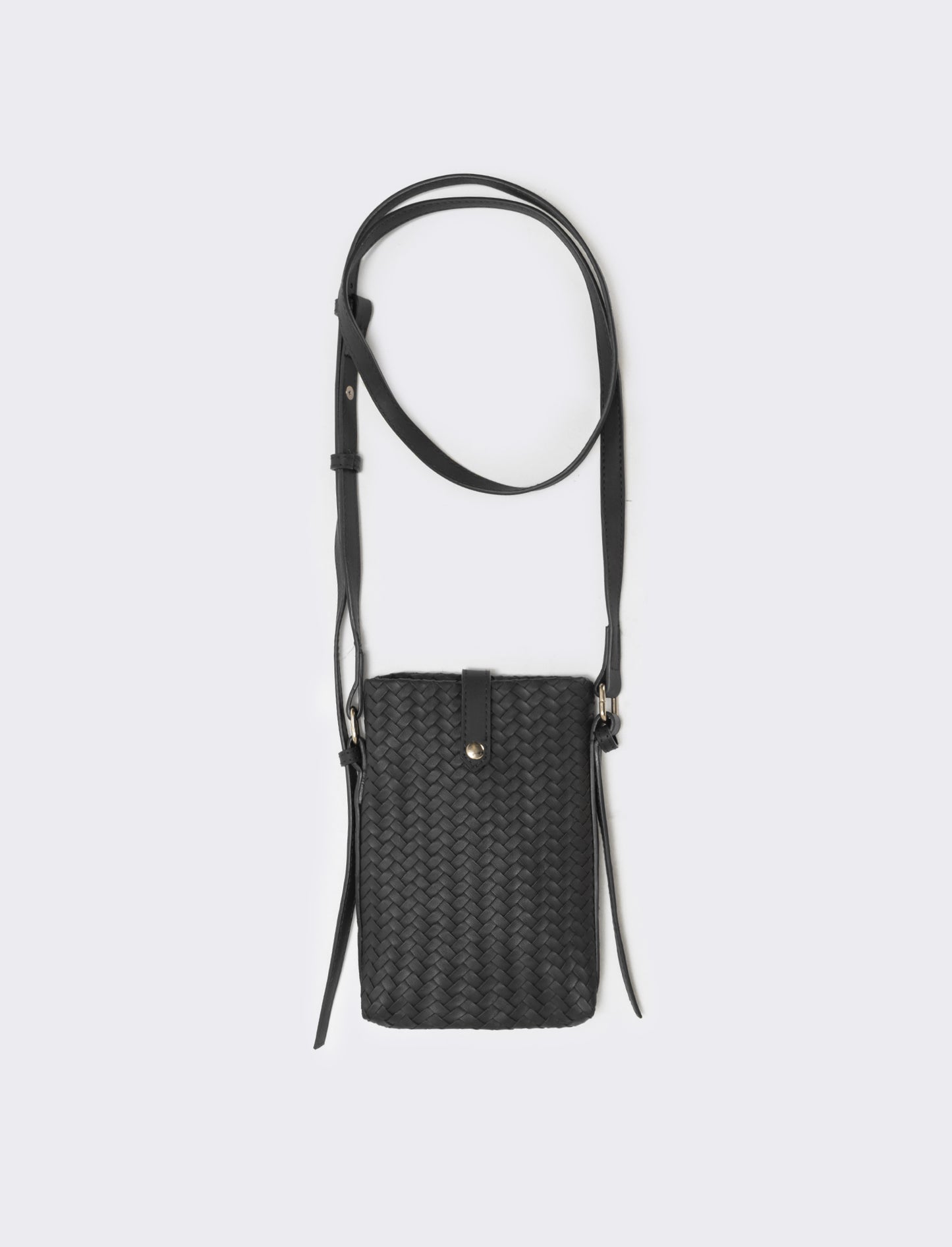 Portacellulare intrecciato con tracolla elegante - Nero