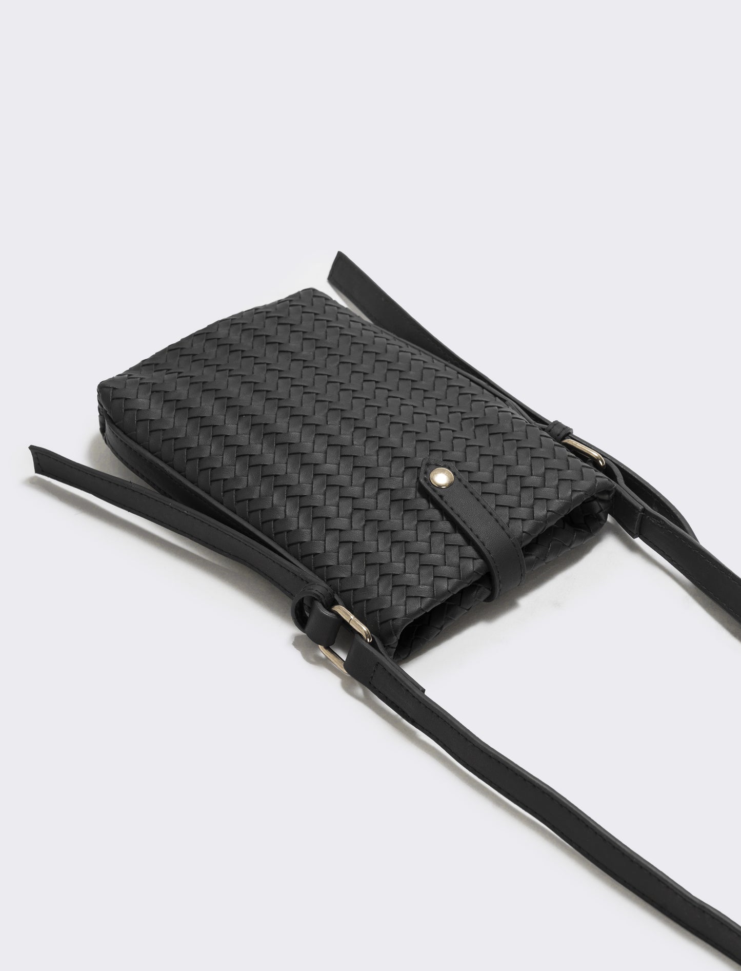 Portacellulare intrecciato con tracolla elegante - Nero