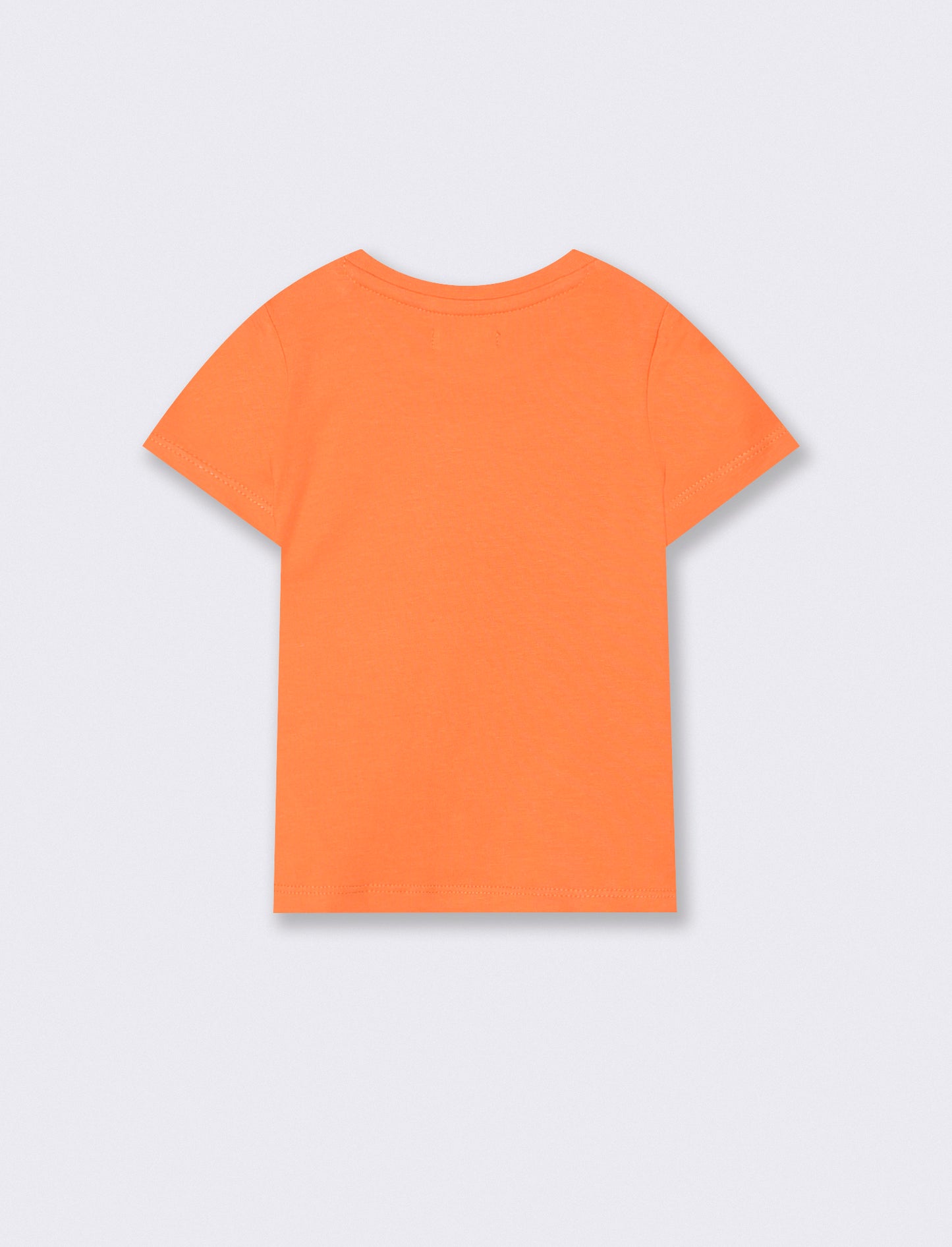 Crew neck T-shirt with print and buttons - Orange