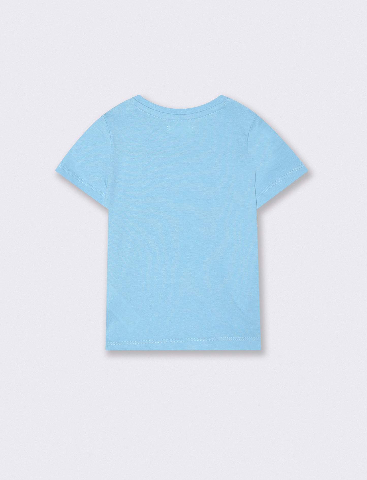Crew neck T-shirt with print and buttons - Sky blue