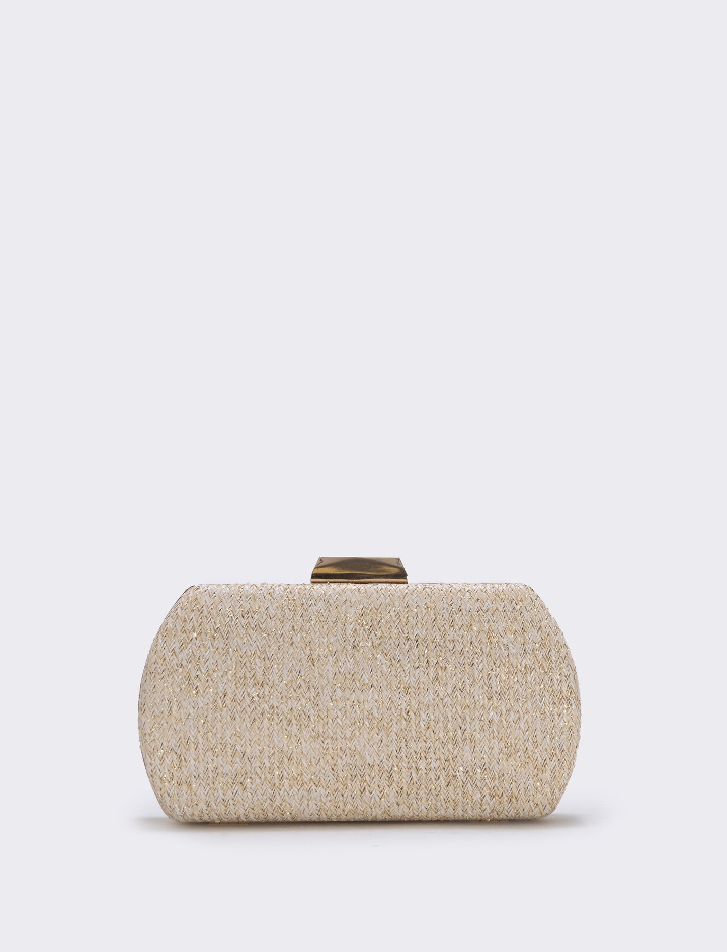 Borsetta rigida in paglia e lurex - Bianco natural
