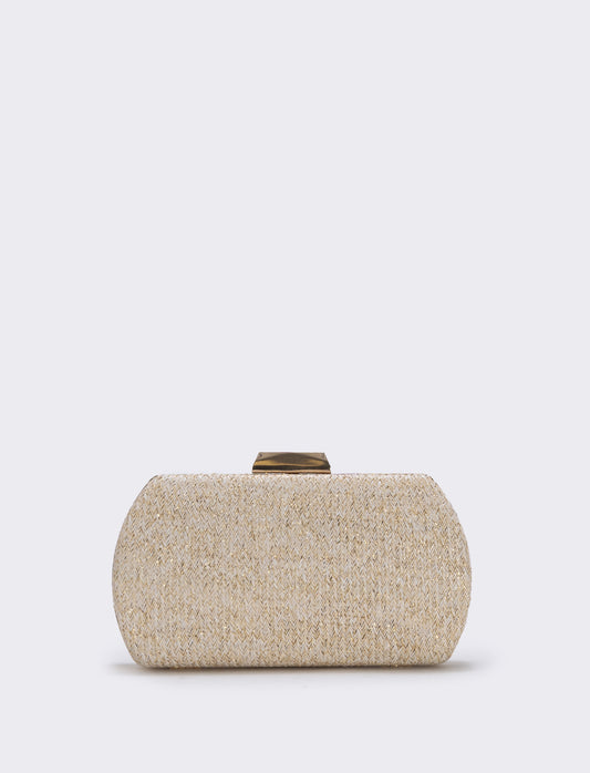 Borsetta rigida in paglia e lurex - Bianco natural