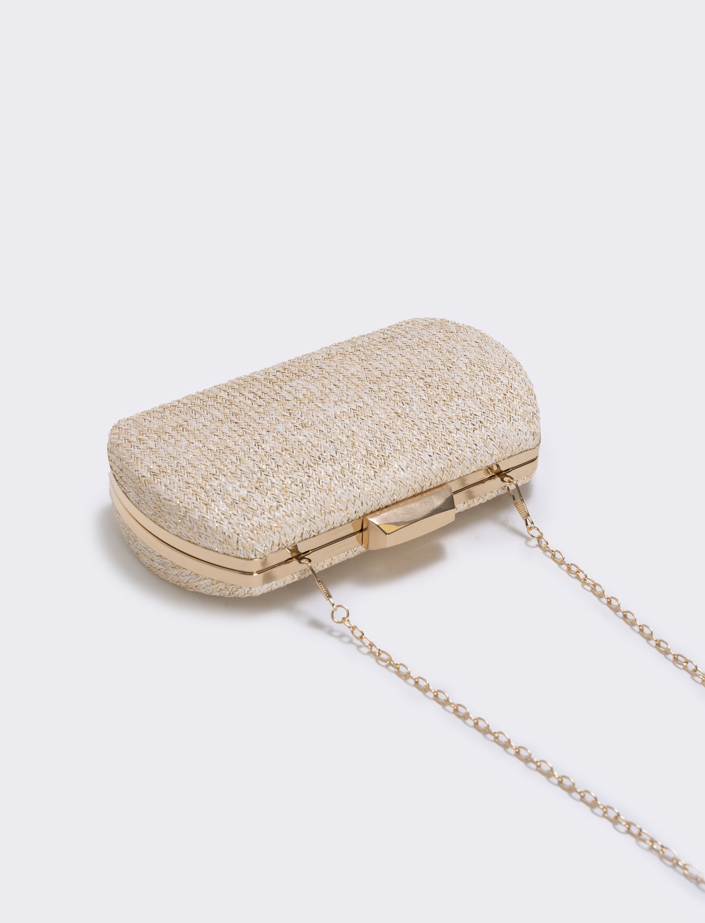 Borsetta rigida in paglia e lurex - Bianco natural