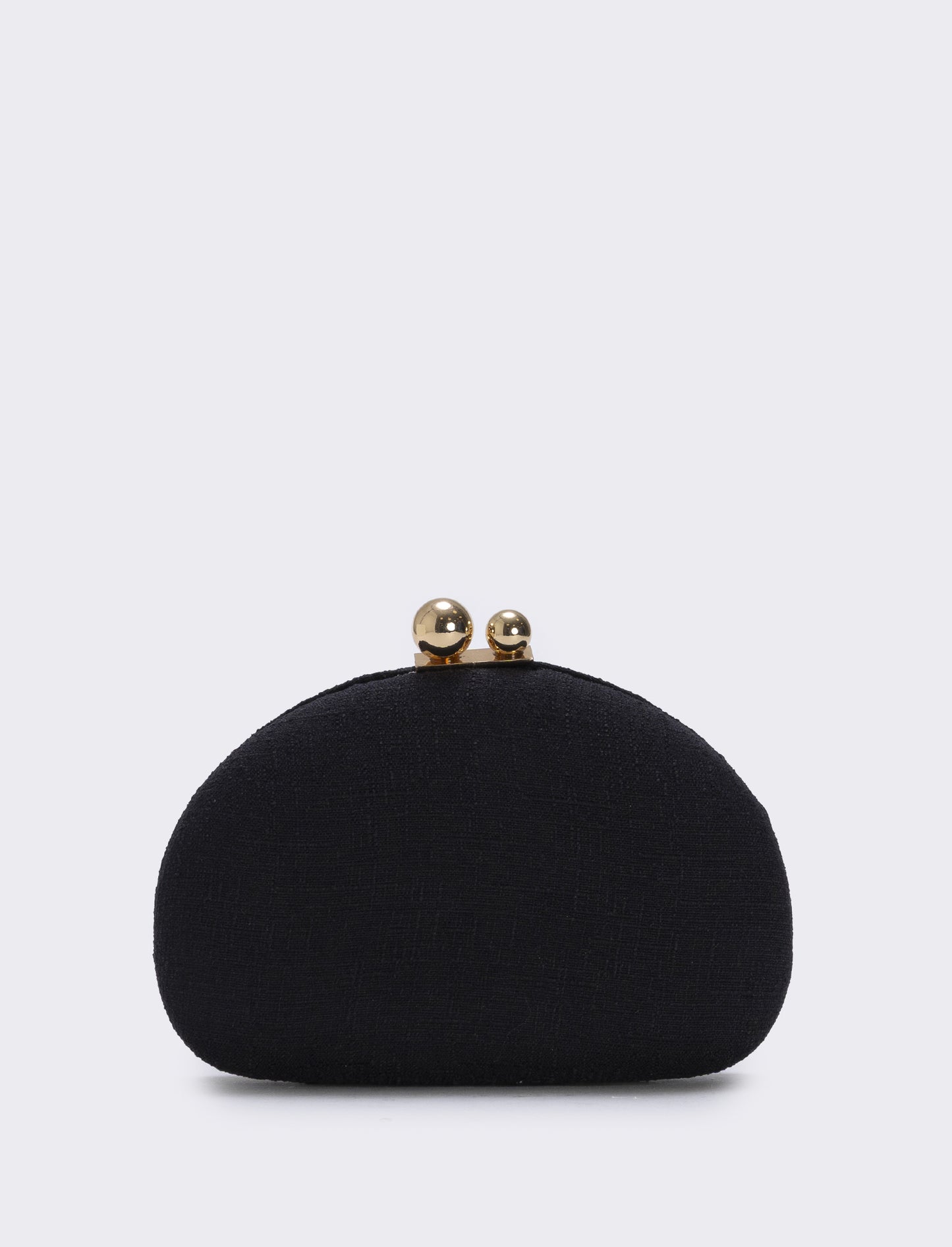 Borsetta clutch rigida mezzaluna in tessuto - Nero