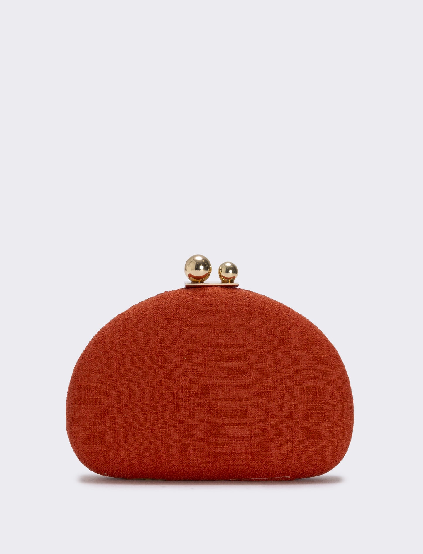 Borsetta clutch rigida mezzaluna in tessuto - Arancio