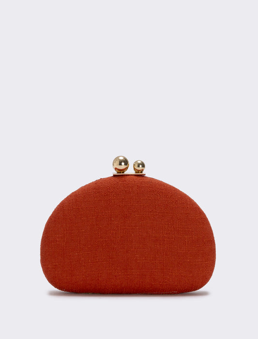 Borsetta clutch rigida mezzaluna in tessuto - Arancio