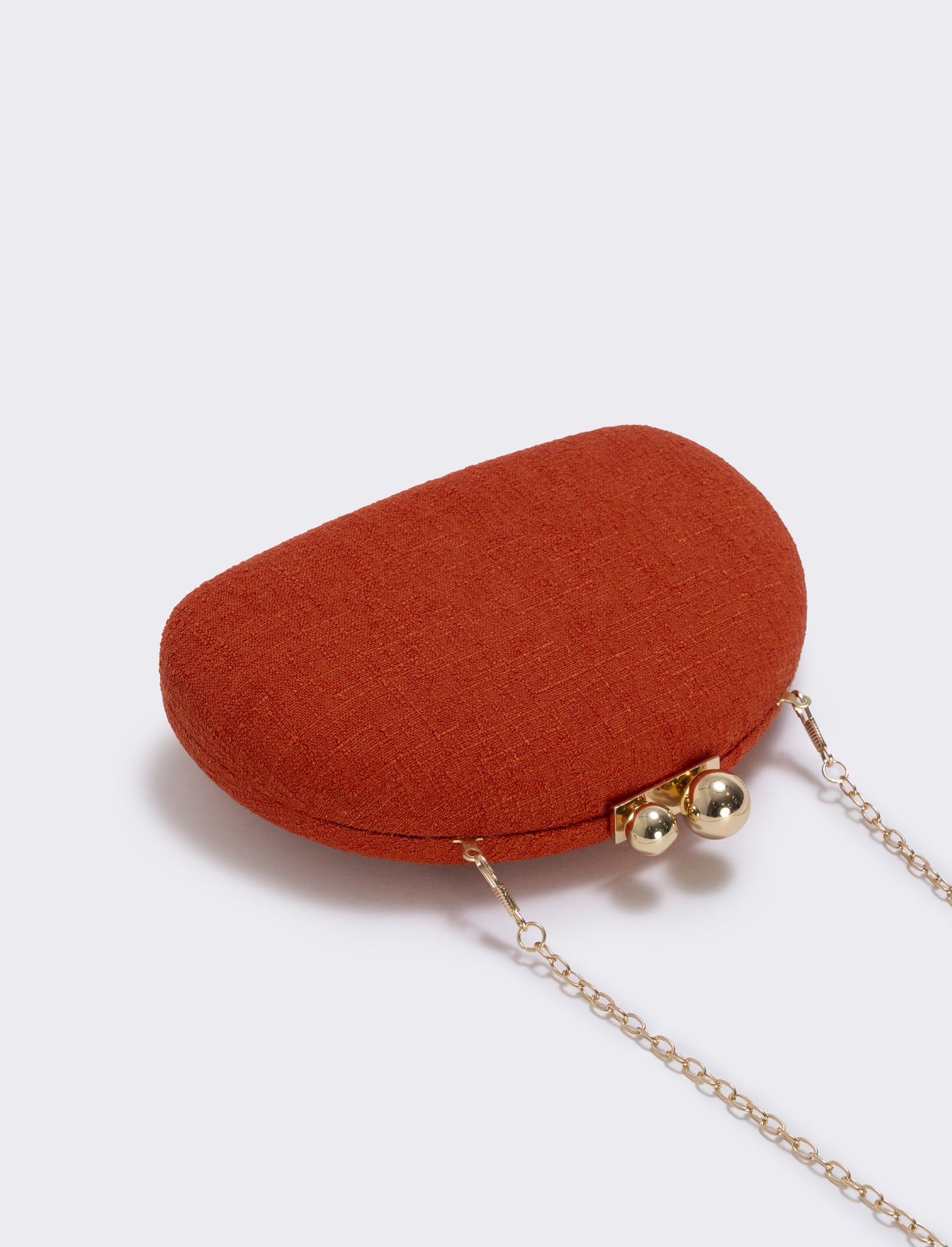 Borsetta clutch rigida mezzaluna in tessuto - Arancio
