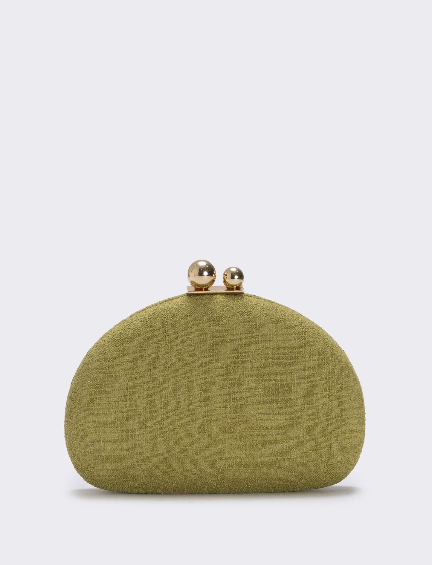 Borsetta clutch rigida mezzaluna in tessuto - Verde oliva