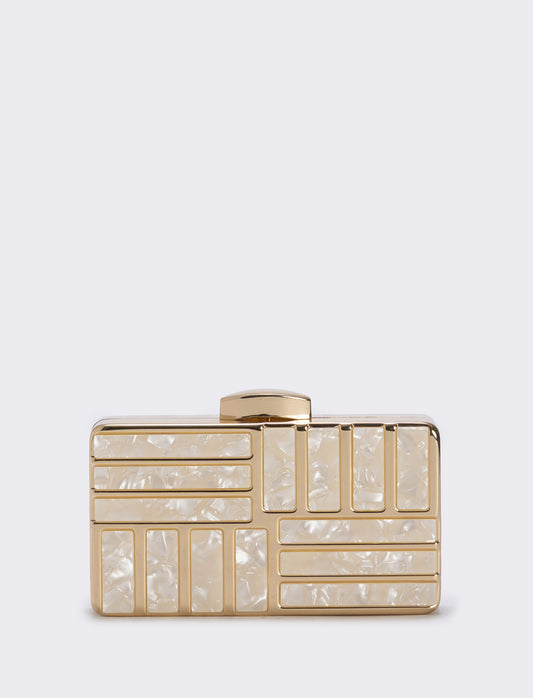 Rigid clutch purse with mother-of-pearl - Gold