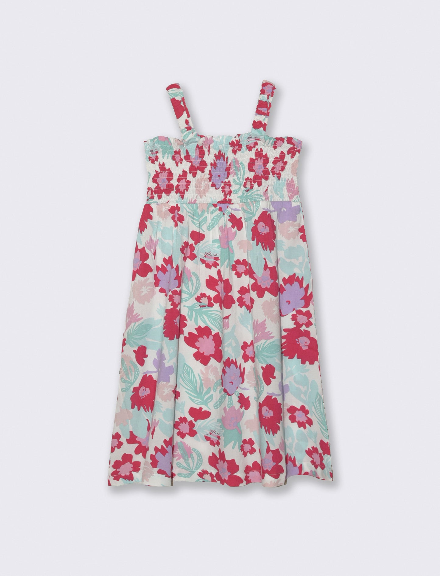 Floral Cotton Dress for Girls - Multicolor