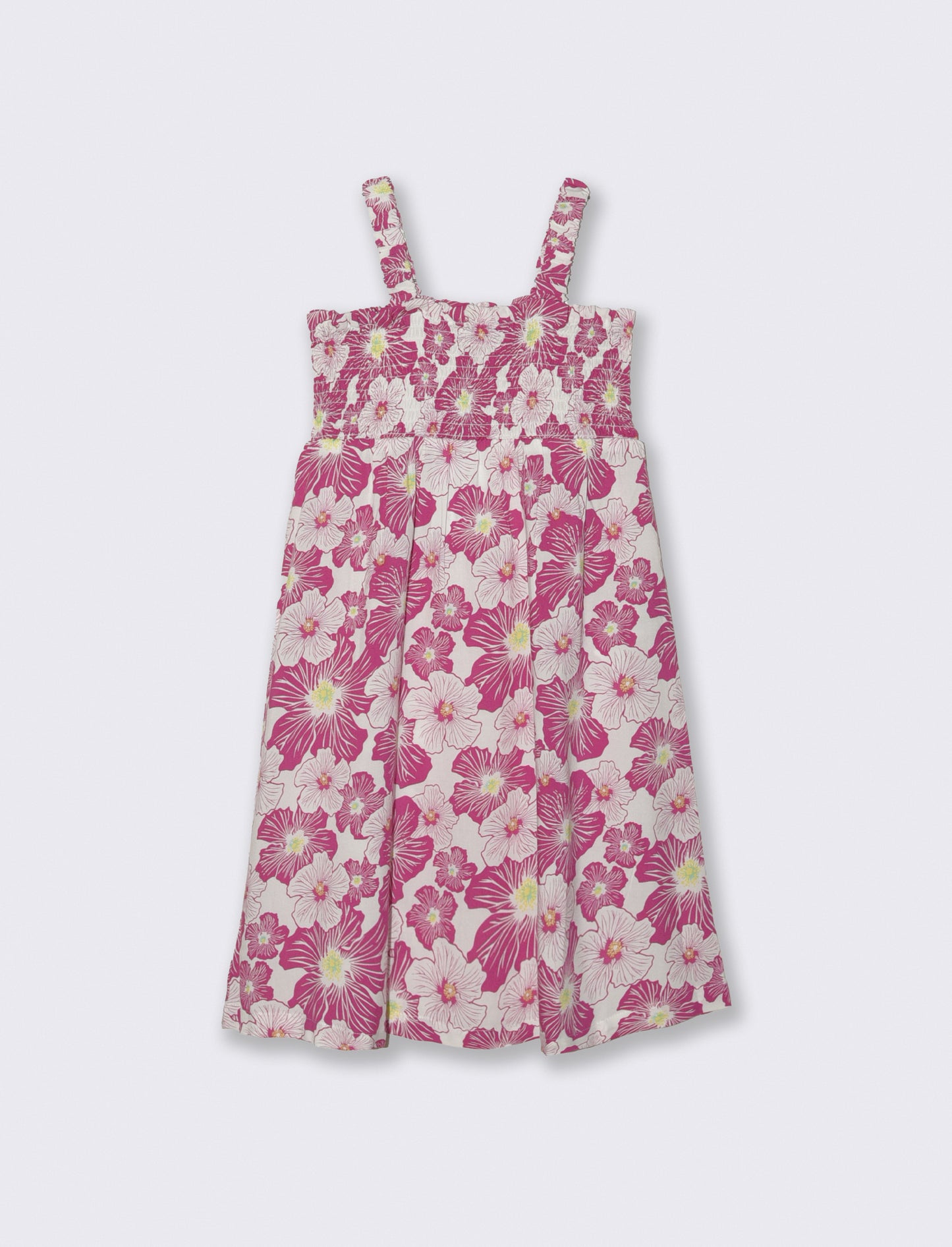 Abito da bambina floreale in cotone - Fuxia