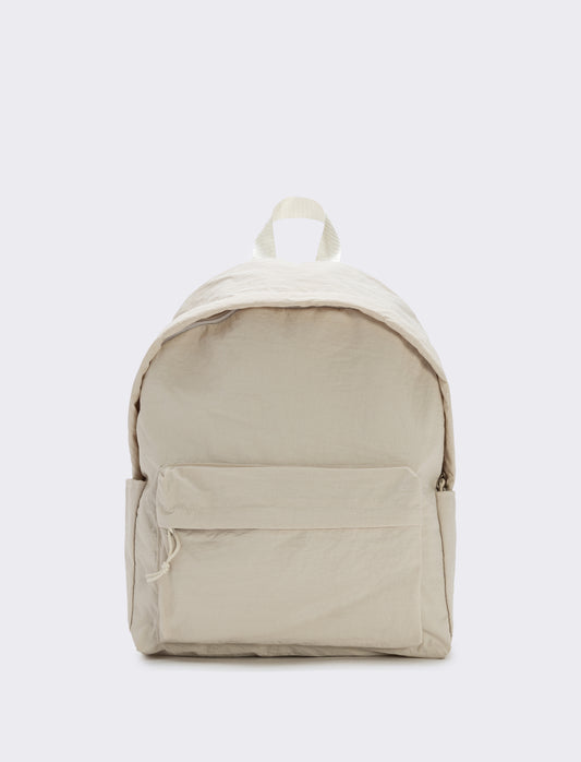 Zaino nylon con tasca avanti - Beige