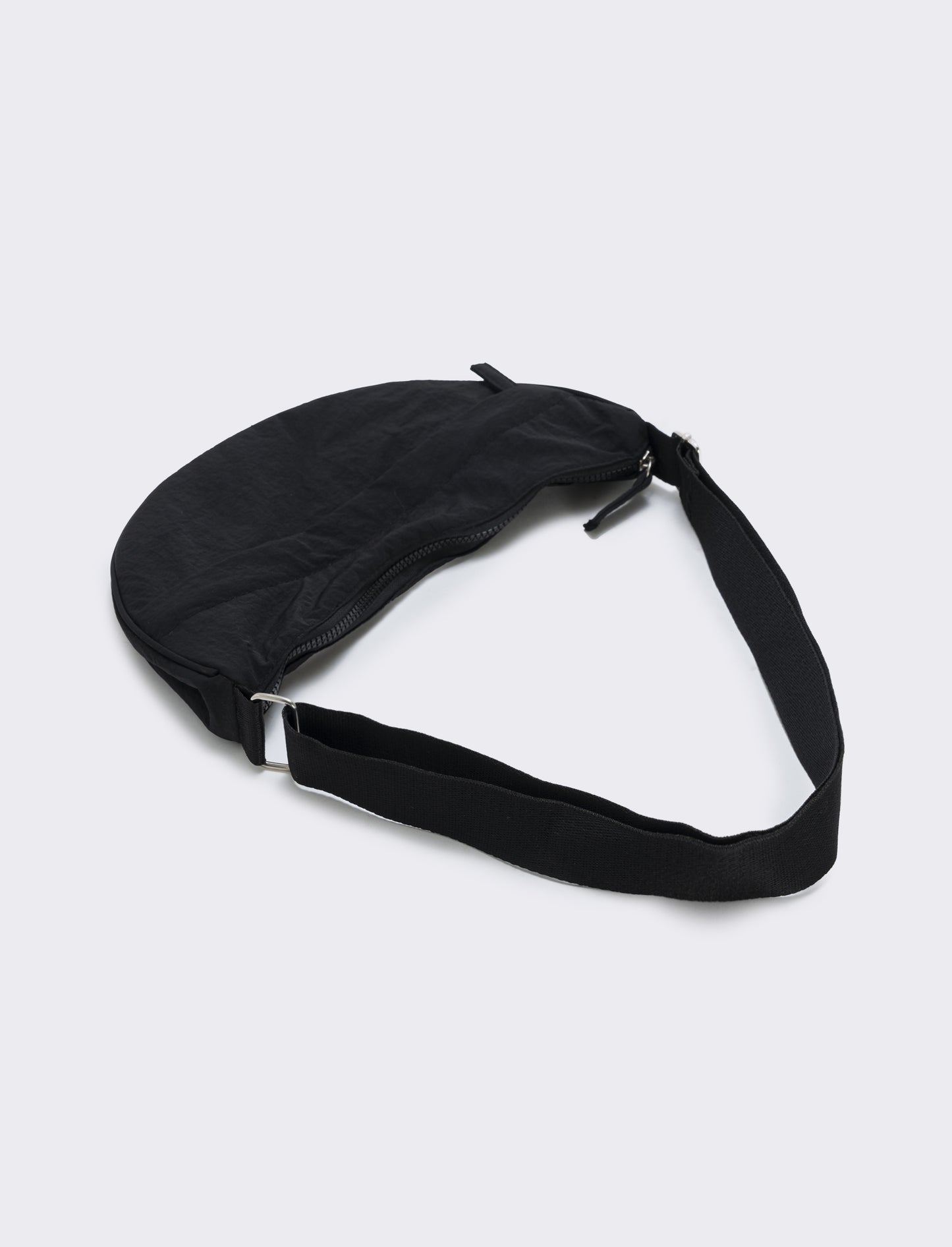 Borsa mezzaluna in nylon con tracolla - Nero