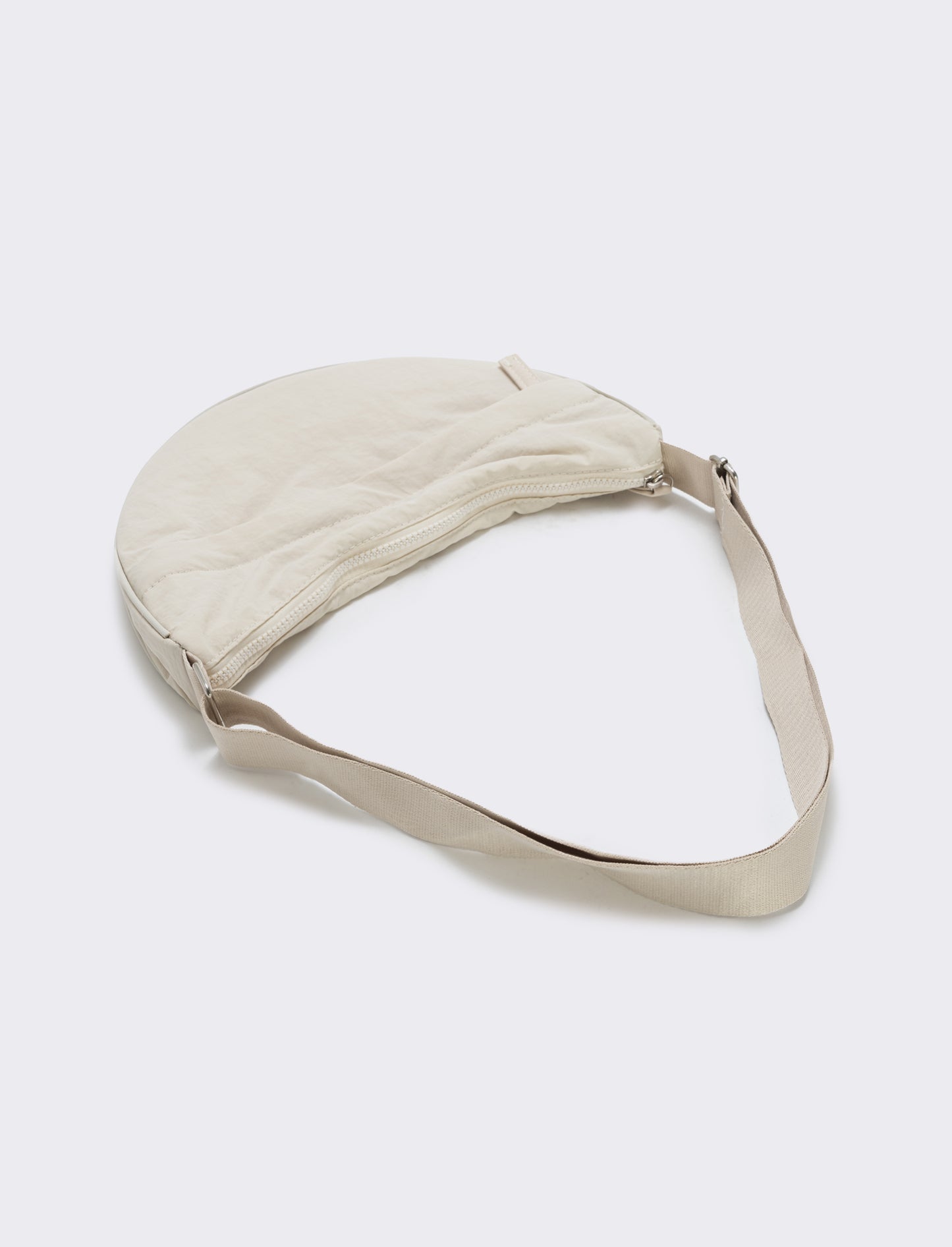 Borsa mezzaluna in nylon con tracolla - Beige