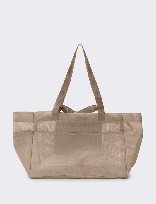 Large mesh shopper bag - Beige